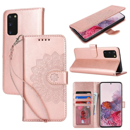 For Samsung Galaxy S20 4G / 5G Cell Phone Case R61 Texture Imprinted Leather Wallet Anti-scratch Cover