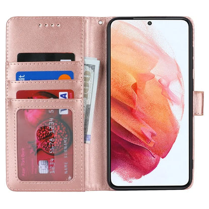 For Samsung Galaxy S21 5G / 4G Cover R61 Texture Leather Stand Shockproof Imprinted Cell Phone Case
