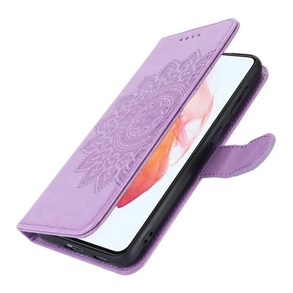 For Samsung Galaxy S21 5G / 4G Cover R61 Texture Leather Stand Shockproof Imprinted Cell Phone Case