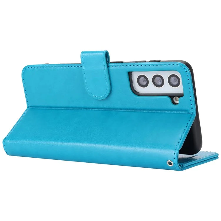 For Samsung Galaxy S21 5G / 4G Cover R61 Texture Leather Stand Shockproof Imprinted Cell Phone Case