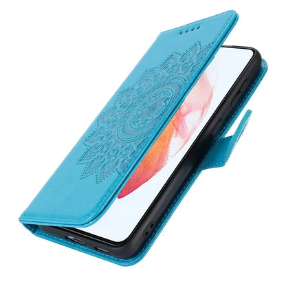 For Samsung Galaxy S21 5G / 4G Cover R61 Texture Leather Stand Shockproof Imprinted Cell Phone Case