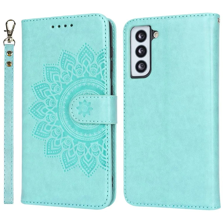 For Samsung Galaxy S21 5G / 4G Cover R61 Texture Leather Stand Shockproof Imprinted Cell Phone Case
