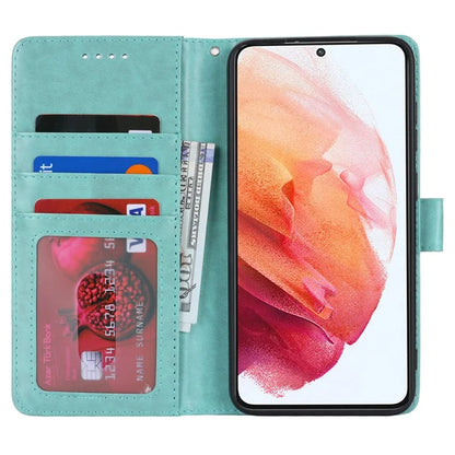 For Samsung Galaxy S21 5G / 4G Cover R61 Texture Leather Stand Shockproof Imprinted Cell Phone Case