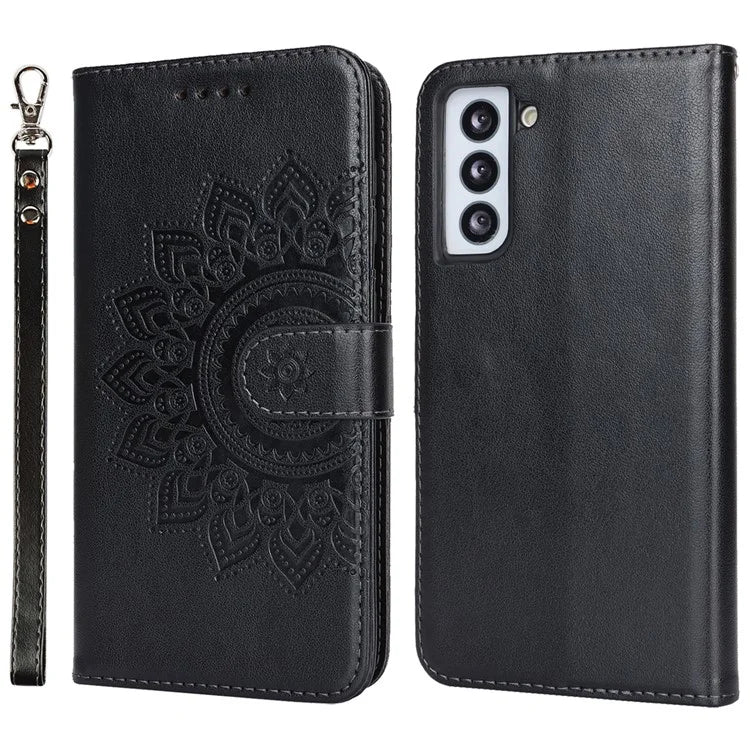 For Samsung Galaxy S21 5G / 4G Cover R61 Texture Leather Stand Shockproof Imprinted Cell Phone Case
