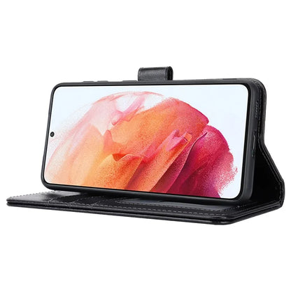 For Samsung Galaxy S21 5G / 4G Cover R61 Texture Leather Stand Shockproof Imprinted Cell Phone Case