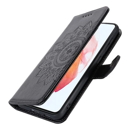 For Samsung Galaxy S21 5G / 4G Cover R61 Texture Leather Stand Shockproof Imprinted Cell Phone Case