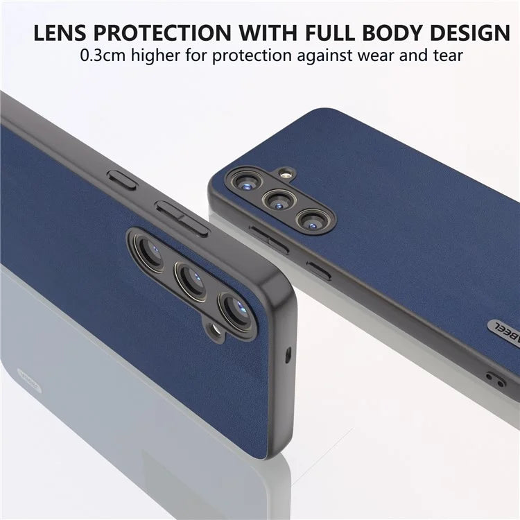 ABEEL For Samsung Galaxy S24 Case Nappa Texture Genuine Cow Leather Phone Cover Non-Slip