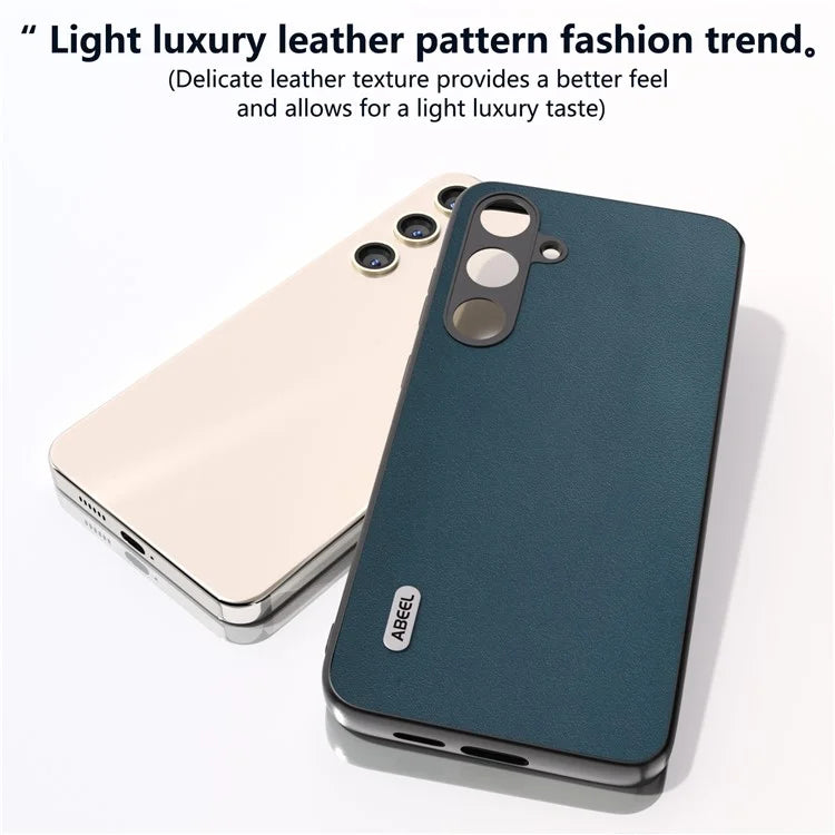 ABEEL For Samsung Galaxy S24 Case Nappa Texture Genuine Cow Leather Phone Cover Non-Slip
