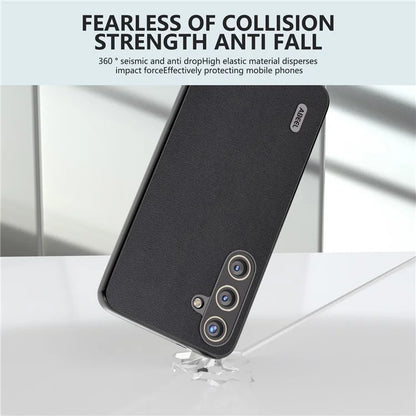 ABEEL For Samsung Galaxy S24 Case Nappa Texture Genuine Cow Leather Phone Cover Non-Slip