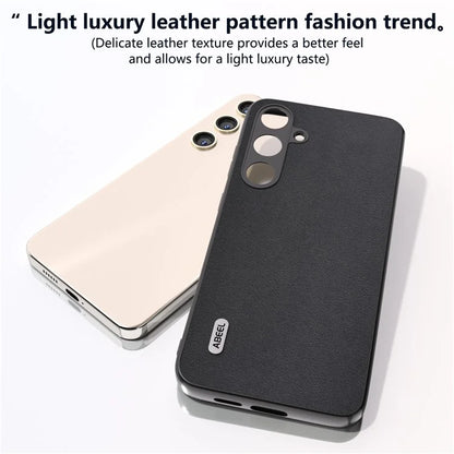 ABEEL For Samsung Galaxy S24 Case Nappa Texture Genuine Cow Leather Phone Cover Non-Slip