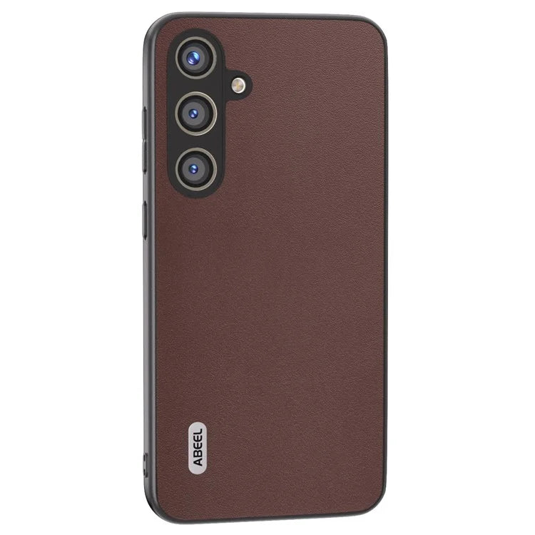 ABEEL For Samsung Galaxy S24 Case Nappa Texture Genuine Cow Leather Phone Cover Non-Slip