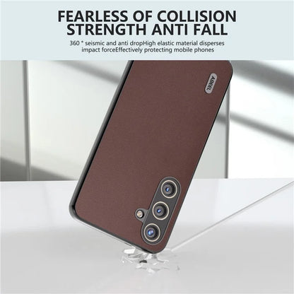ABEEL For Samsung Galaxy S24 Case Nappa Texture Genuine Cow Leather Phone Cover Non-Slip
