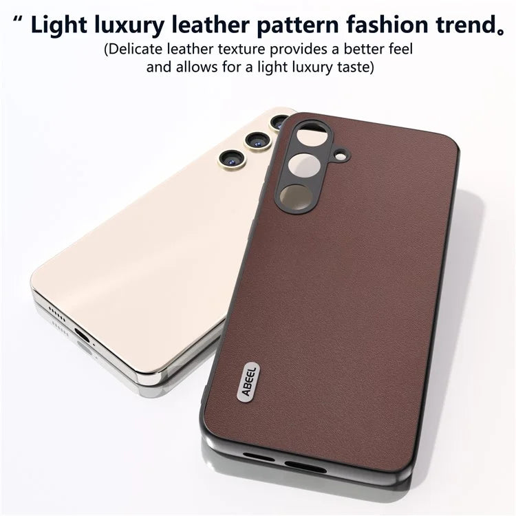 ABEEL For Samsung Galaxy S24 Case Nappa Texture Genuine Cow Leather Phone Cover Non-Slip