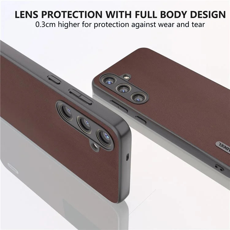 ABEEL For Samsung Galaxy S24 Case Nappa Texture Genuine Cow Leather Phone Cover Non-Slip