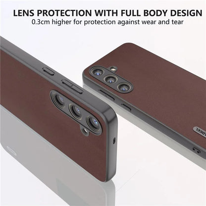 ABEEL For Samsung Galaxy S24 Case Nappa Texture Genuine Cow Leather Phone Cover Non-Slip