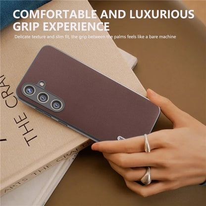 ABEEL For Samsung Galaxy S24 Case Nappa Texture Genuine Cow Leather Phone Cover Non-Slip