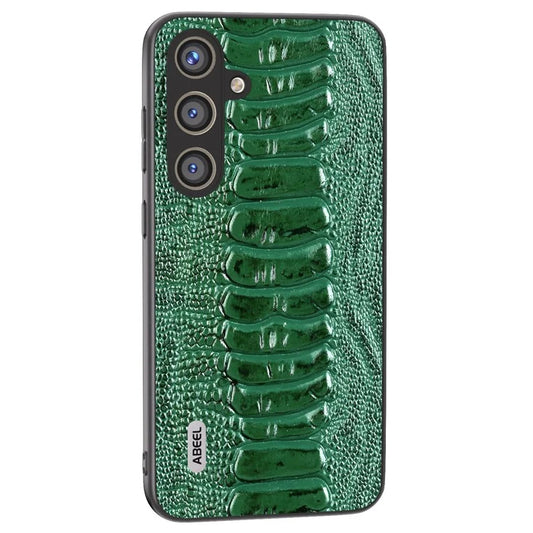 ABEEL For Samsung Galaxy S24 Phone Case Genuine Cow Leather Crocodile Texture Cover