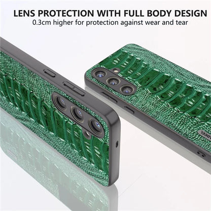 ABEEL For Samsung Galaxy S24 Phone Case Genuine Cow Leather Crocodile Texture Cover