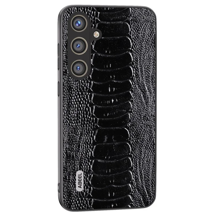 ABEEL For Samsung Galaxy S24 Phone Case Genuine Cow Leather Crocodile Texture Cover