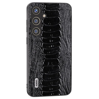 ABEEL For Samsung Galaxy S24 Phone Case Genuine Cow Leather Crocodile Texture Cover