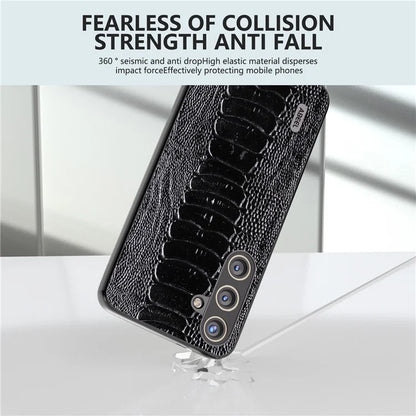 ABEEL For Samsung Galaxy S24 Phone Case Genuine Cow Leather Crocodile Texture Cover