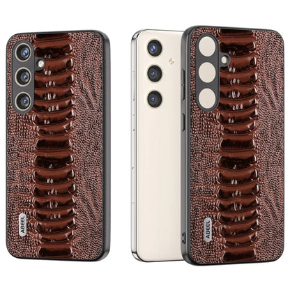 ABEEL For Samsung Galaxy S24 Phone Case Genuine Cow Leather Crocodile Texture Cover