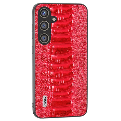 ABEEL For Samsung Galaxy S24 Phone Case Genuine Cow Leather Crocodile Texture Cover
