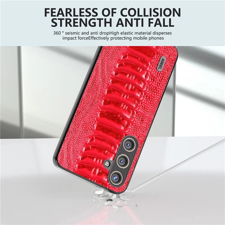 ABEEL For Samsung Galaxy S24 Phone Case Genuine Cow Leather Crocodile Texture Cover