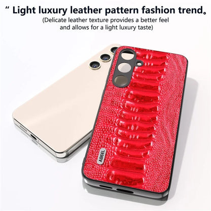 ABEEL For Samsung Galaxy S24 Phone Case Genuine Cow Leather Crocodile Texture Cover