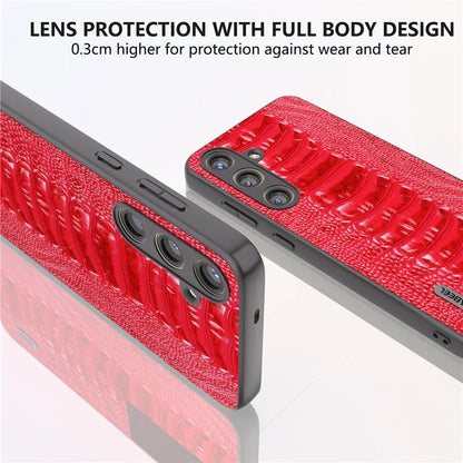 ABEEL For Samsung Galaxy S24 Phone Case Genuine Cow Leather Crocodile Texture Cover