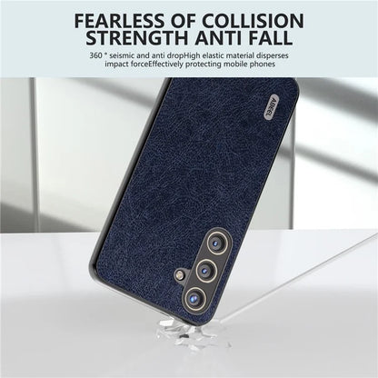 ABEEL For Samsung Galaxy S24+ Litchi Texture Case Leather Coated PC+TPU Phone Cover