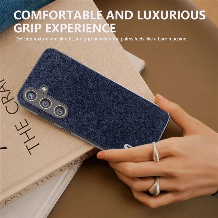 ABEEL For Samsung Galaxy S24+ Litchi Texture Case Leather Coated PC+TPU Phone Cover