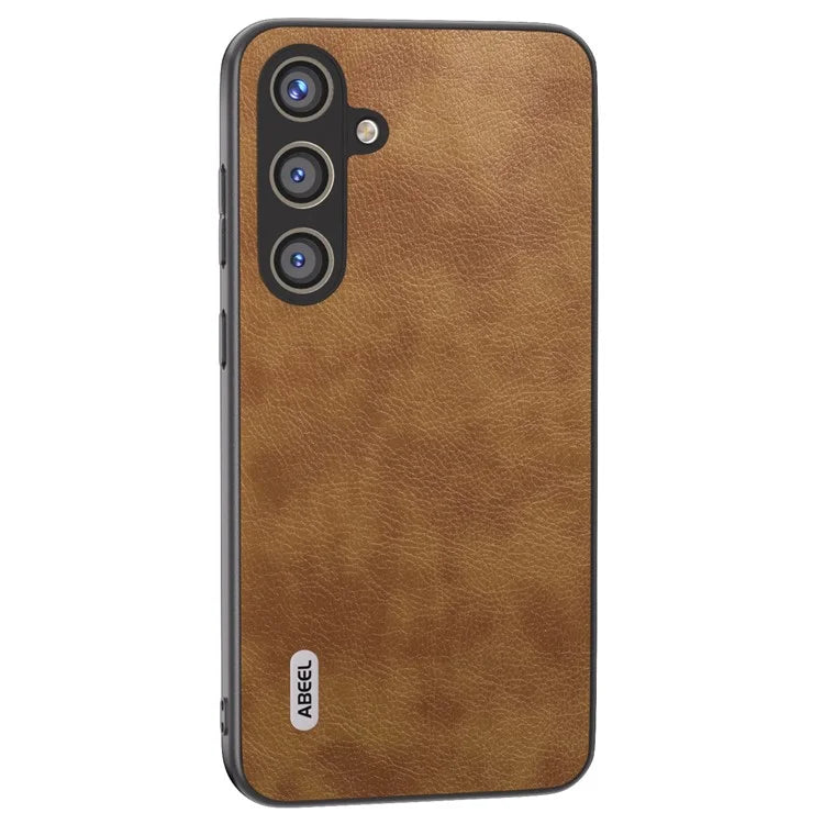 ABEEL For Samsung Galaxy S24+ Litchi Texture Case Leather Coated PC+TPU Phone Cover