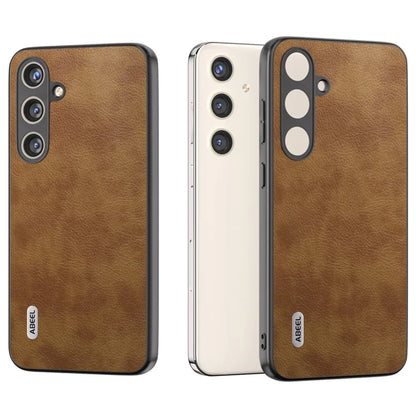 ABEEL For Samsung Galaxy S24+ Litchi Texture Case Leather Coated PC+TPU Phone Cover