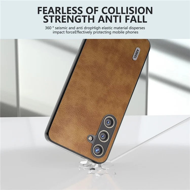 ABEEL For Samsung Galaxy S24+ Litchi Texture Case Leather Coated PC+TPU Phone Cover