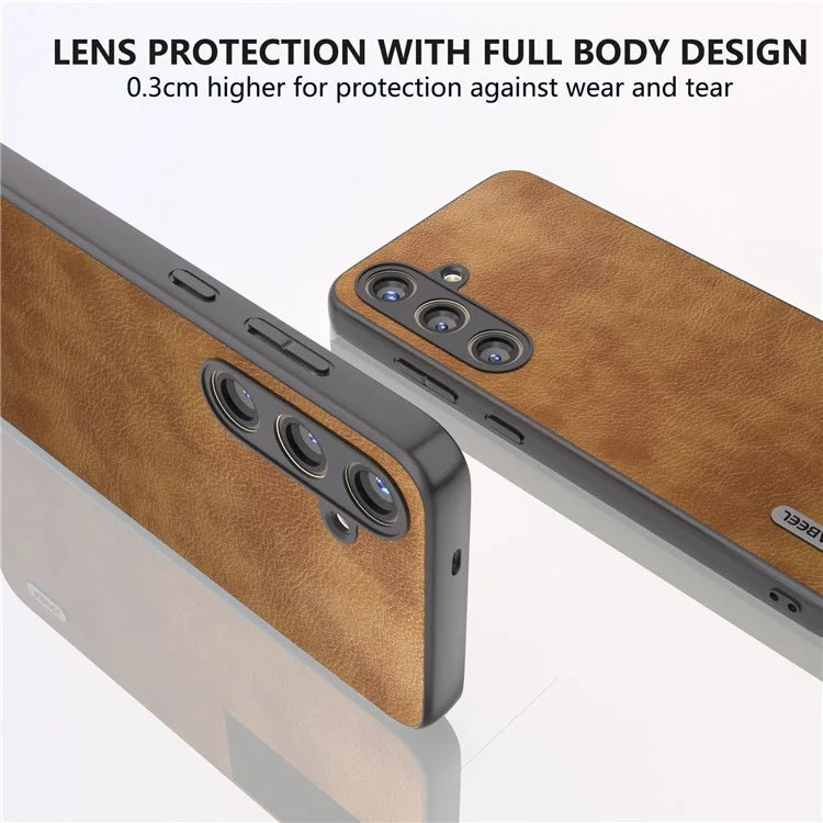 ABEEL For Samsung Galaxy S24+ Litchi Texture Case Leather Coated PC+TPU Phone Cover