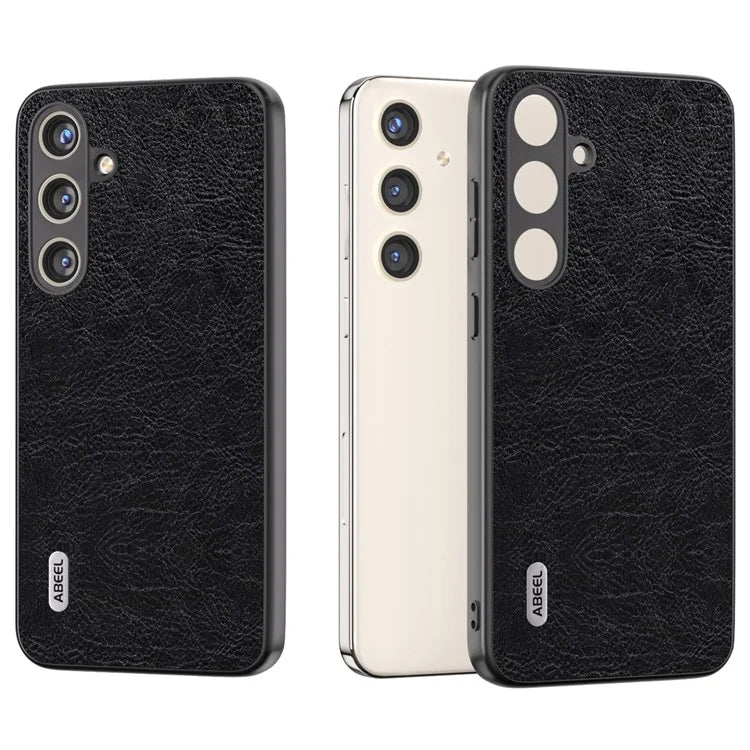 ABEEL For Samsung Galaxy S24+ Litchi Texture Case Leather Coated PC+TPU Phone Cover