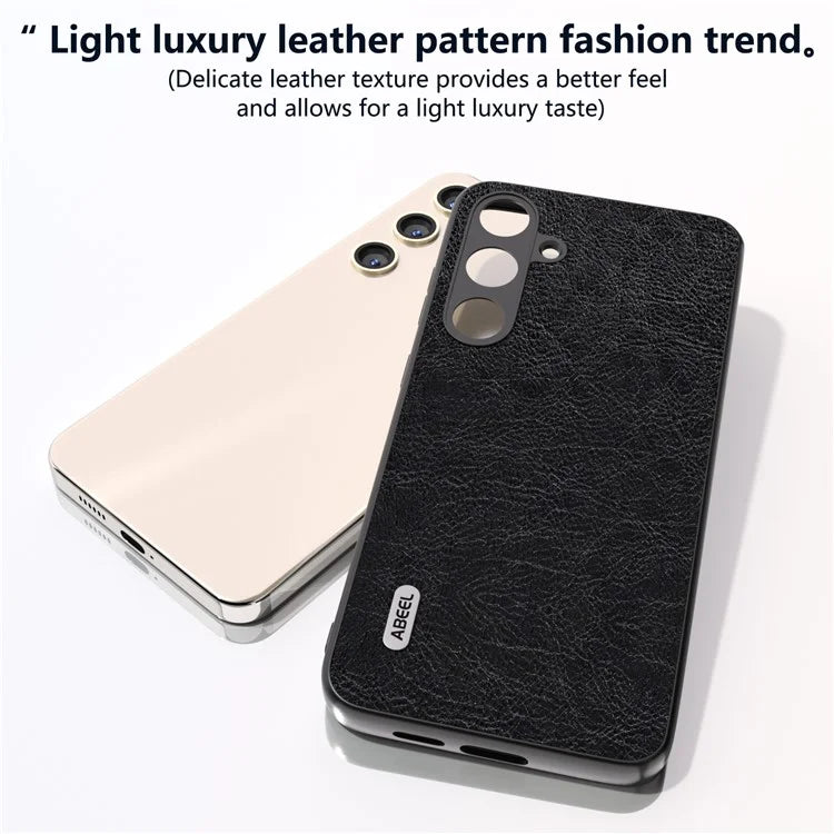 ABEEL For Samsung Galaxy S24+ Litchi Texture Case Leather Coated PC+TPU Phone Cover