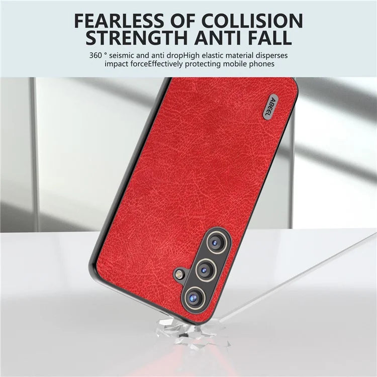 ABEEL For Samsung Galaxy S24+ Litchi Texture Case Leather Coated PC+TPU Phone Cover