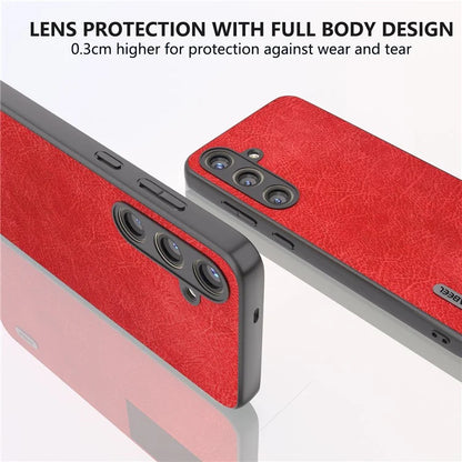 ABEEL For Samsung Galaxy S24+ Litchi Texture Case Leather Coated PC+TPU Phone Cover