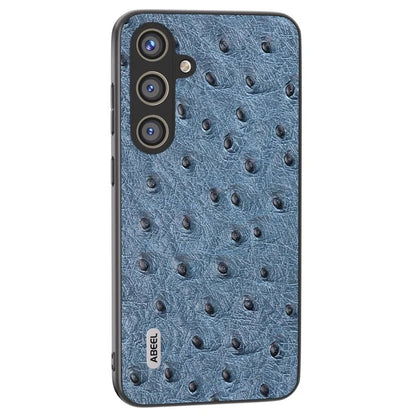 ABEEL For Samsung Galaxy S24+ Genuine Cow Leather Case Anti-slip Ostrich Pattern Phone Cover