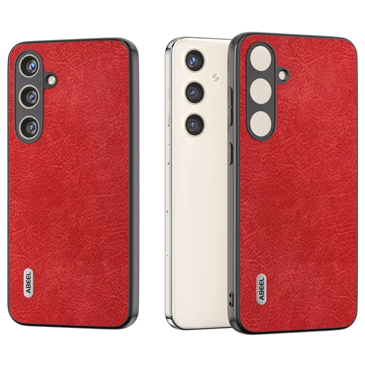 ABEEL For Samsung Galaxy S24 Retro Litchi Texture Cover PU Leather Camera Protection Phone Case