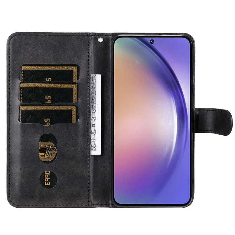For Samsung Galaxy A55 5G Case Wallet Stand Calf Texture Phone Protector with Magnetic Flap