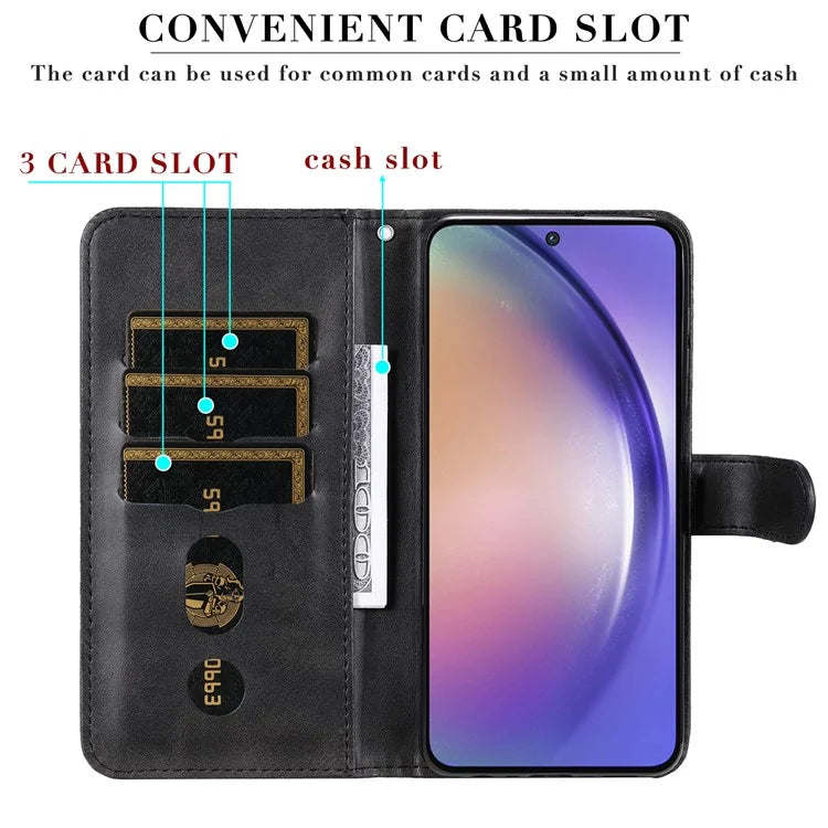 For Samsung Galaxy A55 5G Case Wallet Stand Calf Texture Phone Protector with Magnetic Flap