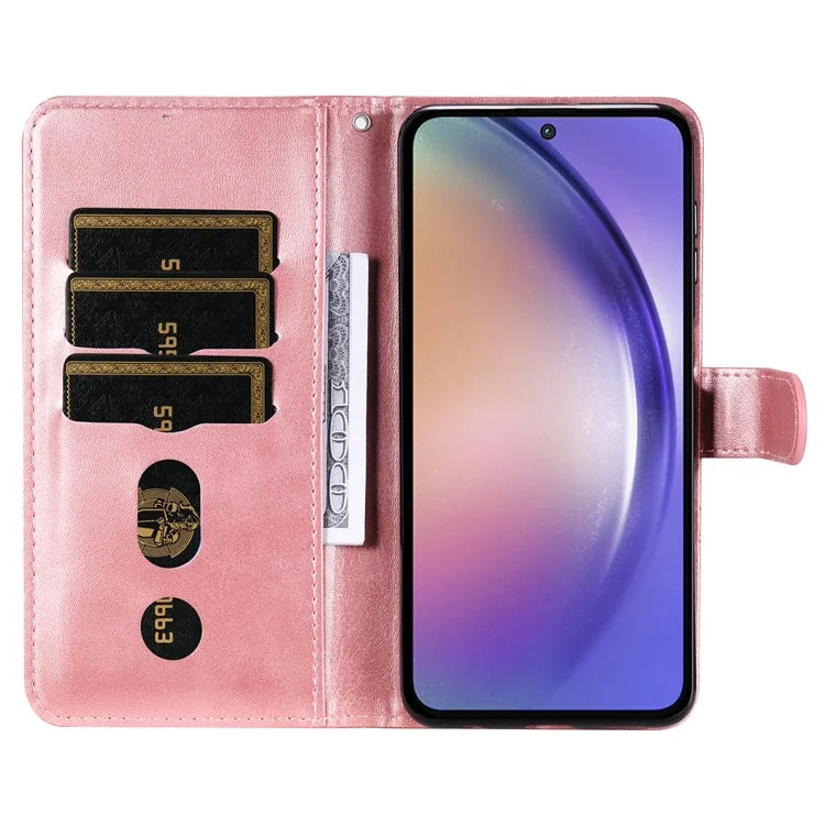 For Samsung Galaxy A55 5G Case Wallet Stand Calf Texture Phone Protector with Magnetic Flap