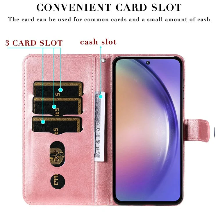 For Samsung Galaxy A55 5G Case Wallet Stand Calf Texture Phone Protector with Magnetic Flap