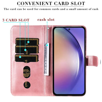 For Samsung Galaxy A55 5G Case Wallet Stand Calf Texture Phone Protector with Magnetic Flap