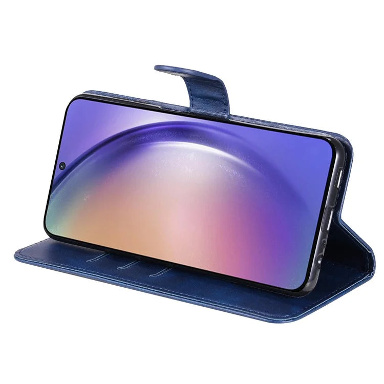 For Samsung Galaxy A55 5G Case Wallet Stand Calf Texture Phone Protector with Magnetic Flap