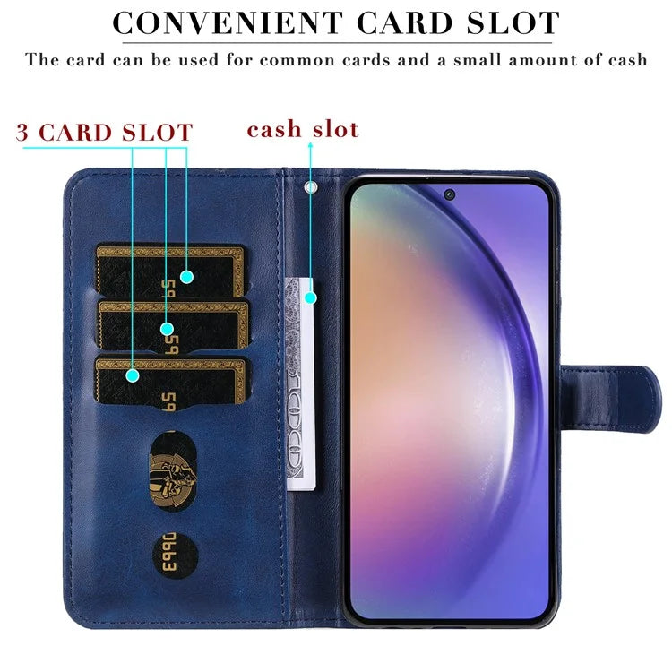 For Samsung Galaxy A55 5G Case Wallet Stand Calf Texture Phone Protector with Magnetic Flap