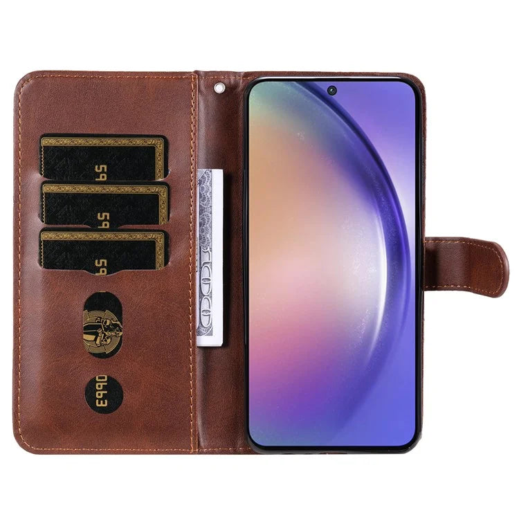 For Samsung Galaxy A55 5G Case Wallet Stand Calf Texture Phone Protector with Magnetic Flap